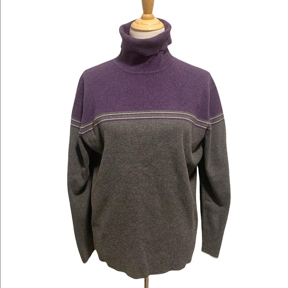 Eddie Bauer | Purple, Grey & White Long Sleeve Turtleneck Sweater